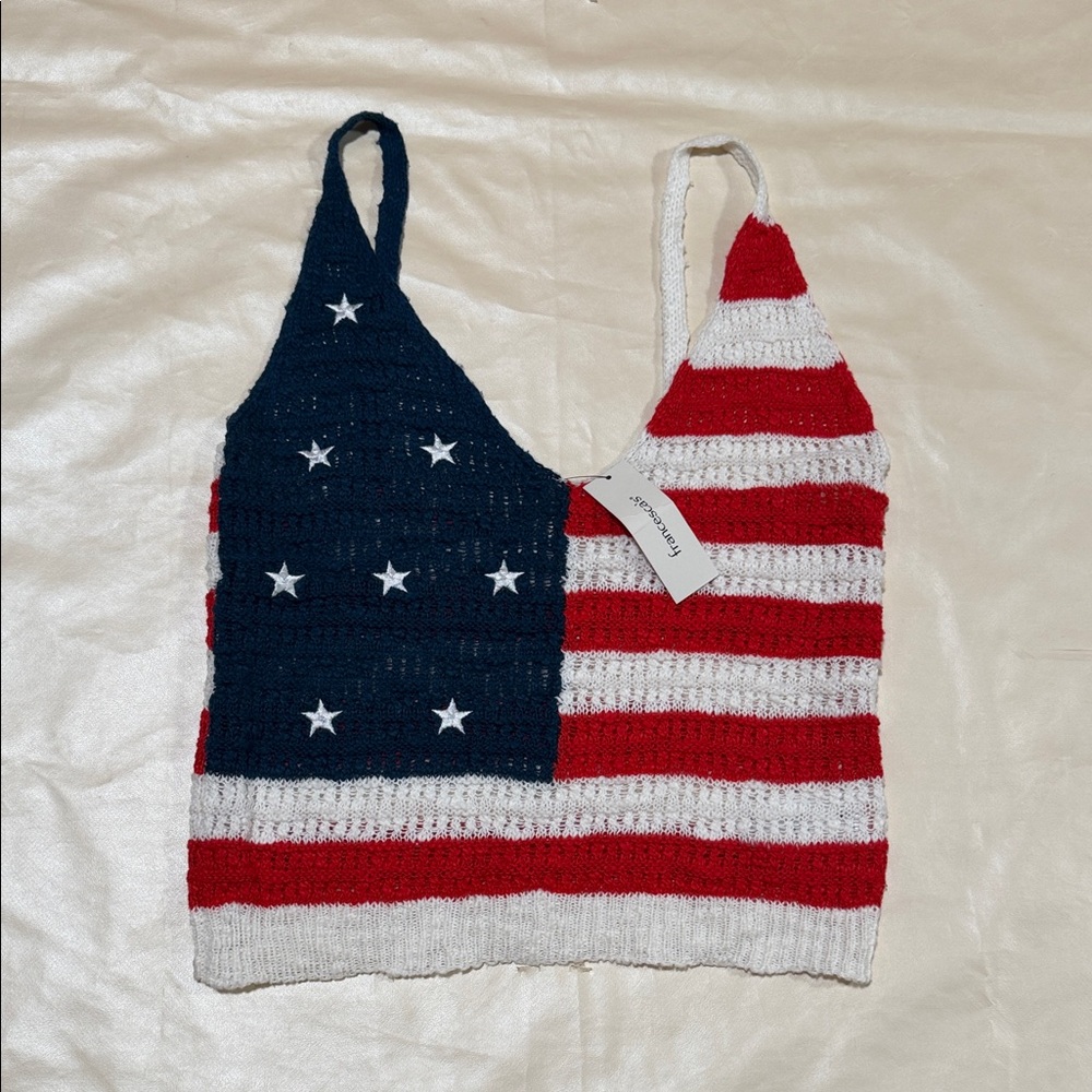 Francesca's American Flag Red, White, and Blue Top SZ M